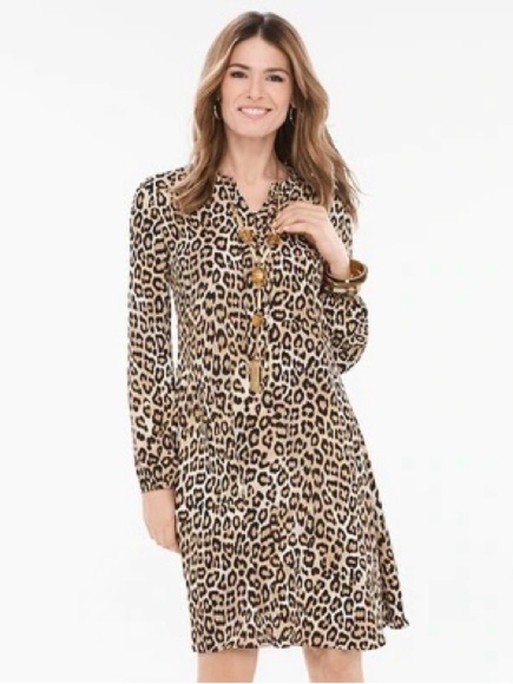 CHICO’S 4 Leopard Print Swing Dress • A-Line Animal Print Fall Mini XXL